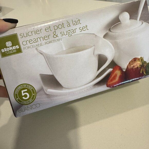Stokes White Porcelain Sugar and Creamer 5 pces Set - Picture 8 of 9